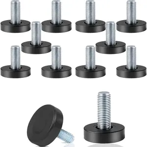 1/4" Thread Leveling Feet, 12 Pcs Adjustable Furniture Feet Threaded Screw in for Table, Cabinets, Chairs, Stool Legs - 1/4" Thread Size (Check Your Hole Before Order)