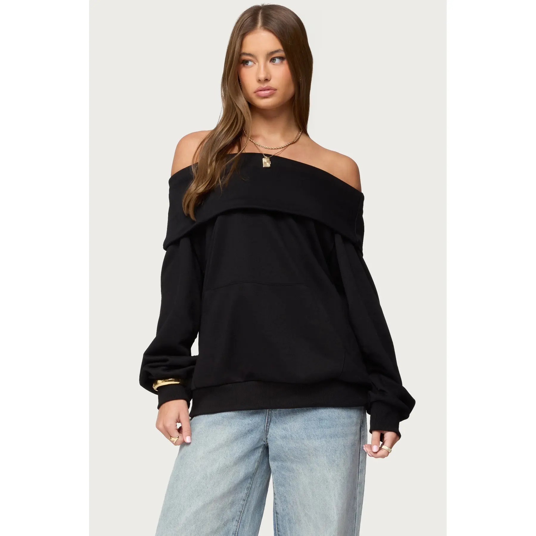 Ashlee Oversized Foldover Sweatshirt