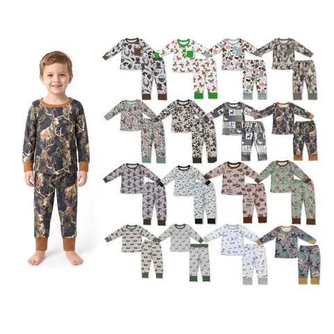 Baby Boys' & Toddlers' 2-Piece Premium Soft Sleepwear Set - Toddler Pjs, Long Sleeve Shirt, Cute Deer Hunting Animals Print, All Seasons, Baby Clothing, 0-3 Months, Playtime-Ready Sleepwear Outfit