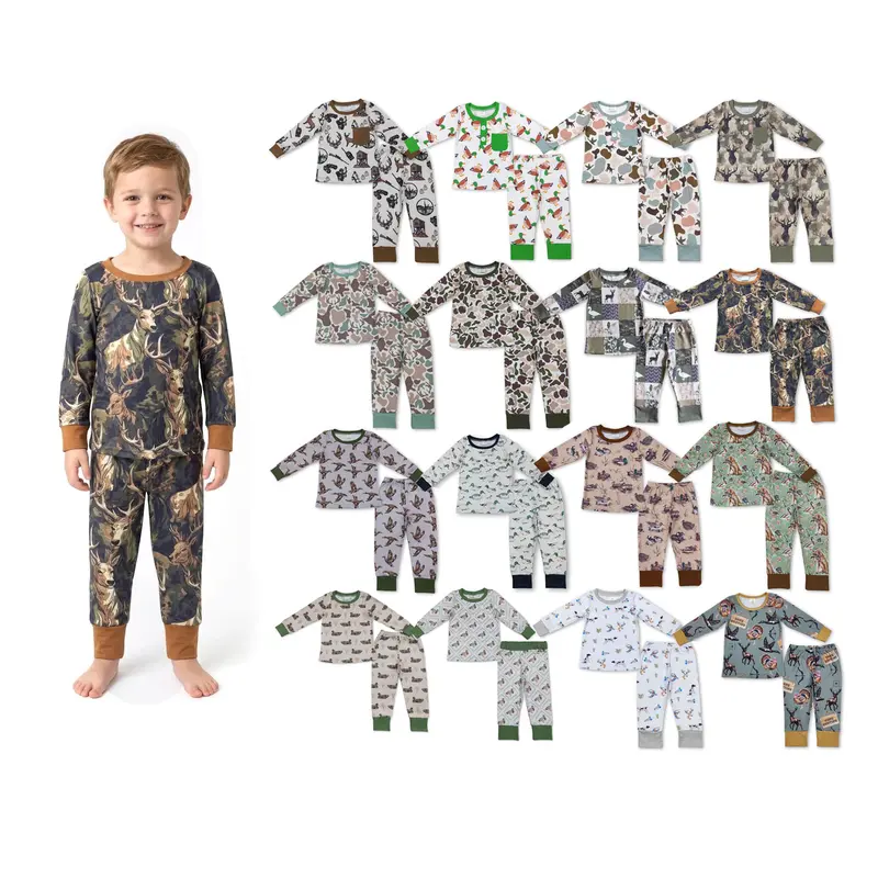 Baby Boys' & Toddlers' 2-Piece Premium Soft Sleepwear Set - Toddler Pjs, Long Sleeve Shirt, Cute Deer Hunting Animals Print, All Seasons, Baby Clothing, 0-3 Months, Playtime-Ready Sleepwear Outfit