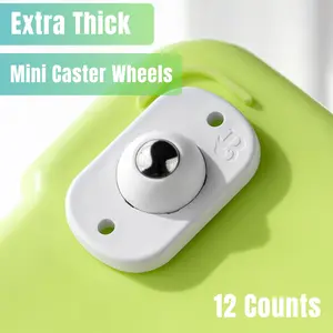 12 Counts Self Adhesive Mini Caster Wheels,360° Degree Rotation,Durable,Strong Load Low NoiseSelf Caster Wheels,Sturdy Sticky Swivel Pulleys Universal Wheels for Kitchen, Box, Small Appliance Slider，Gift