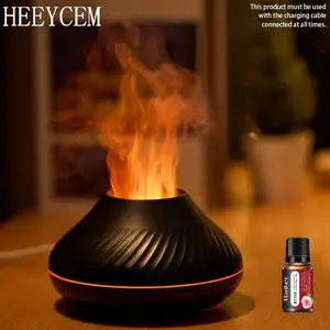 1 flame lamp essential oil aromatherapy diffuser, ultrasonic mist humidifier, fragrance replenishment diffuser, 7-color atmosphere light, automatic shutdown protection, quiet operation, suitable for large rooms, bedrooms, living rooms, office decoration