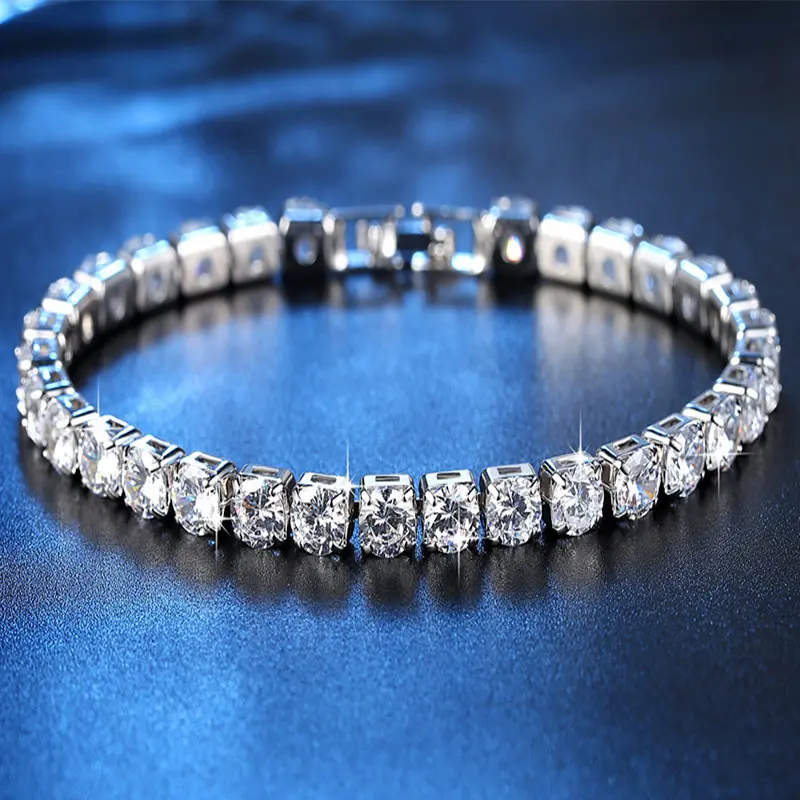 Classic Round Synthetic Zircon Jewelry Bracelet for Women, Simple Tennis Bracelet Chain Ideal for Daily Wear and Birthday Gifts, Tennis Chain, Round Gems, Simple Look, Simple Round