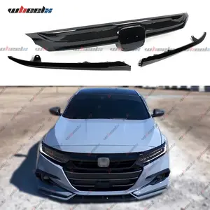 2021-2022 Honda Accord LX/EX Glossy Black ABS Front Bumper Splitter & Grille Emblem Set for Performance Custom Fit  Vehicle Exterior Decoration Car Decorations