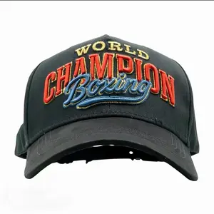 Canelo World Champion Boxing Hat - Black Baseball Cap with "World Champion" and "Boxing" Embroidered Logo