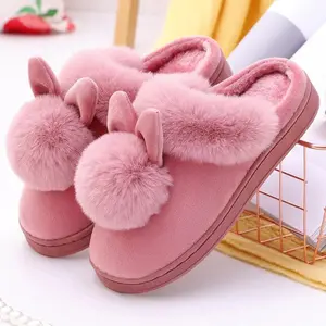 Women's Winter Warm Furry Rabbit Ear Slippers