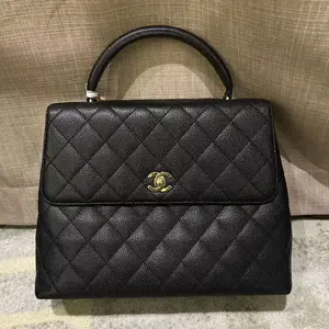 Pre-owned CHANEL Kelly Top Handle Bag Black GHW