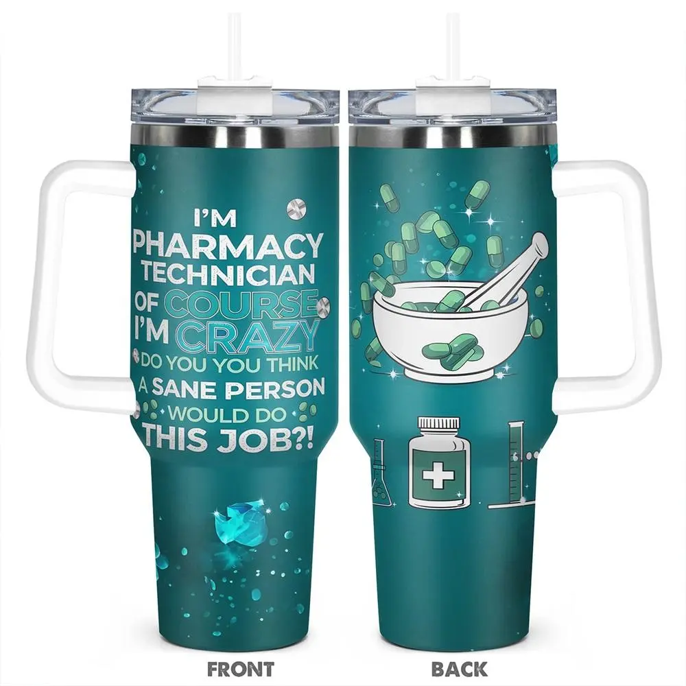Pharmacy Technician Themed Stainless Steel Tumbler, 1 Count Pharmacy Technician Graduation Gift, Insulated Durable Water Bottle for Any Occasion, Drinkware
