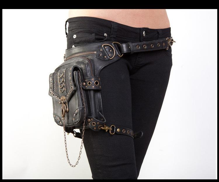 High Quality Unisex PU Leather Motorcycle Rider Hip Leg Belt Bum Waist Holster Bags Punk Rock Messenger Shoulder Cross Body Bag
