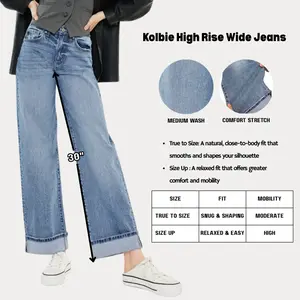 KANCAN - Kolbie Women's Denim High Rise Cuffed Wide