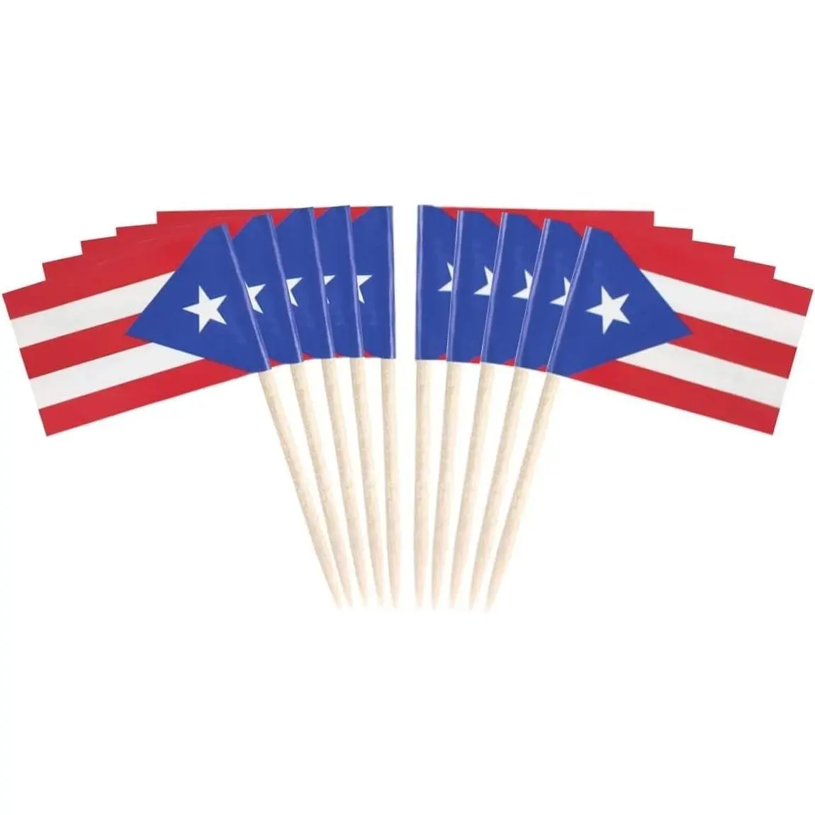 100 Pcs Puerto Rico Flag Toothpick Flags, Mini Stick Cupcake Toppers, Country Picks Party Decoration for Cocktail Food Bar Cake