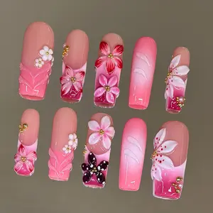 NailVesta ACAI BLOOM – 100% Handcrafted 3D Press-On Nails | Reusable, Long-Lasting, Salon-Quality black lace nail art nail art