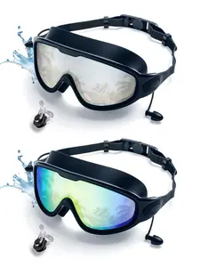 GOECI 2 Pack Swim Goggles for Adults Anti-Fog UV Protection Leak-Proof Wide View Comfortable Fit Ideal for Swimming