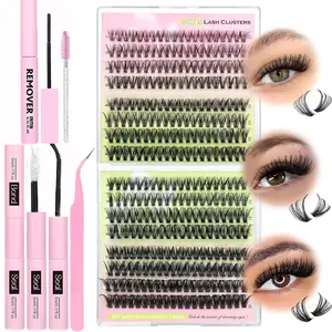 Super Natural Fashion False Eyelashes, DIY Lash Extension Set, Eyelash Extensions Set, Fluffy D Curl Lashes 10-16mm, Includes Glue, Sealer, Remover, Tweezers