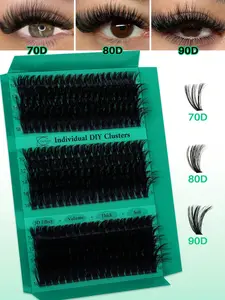 270pcs 70D80D90D D Curl  D Individual Eyelashes Mixed 10-18mm Volume Fluffy Cluster Lashes Soft And Comfortable False Eyelashes Long-Lasting Lashes At Home For Daily Life&Dates And Party