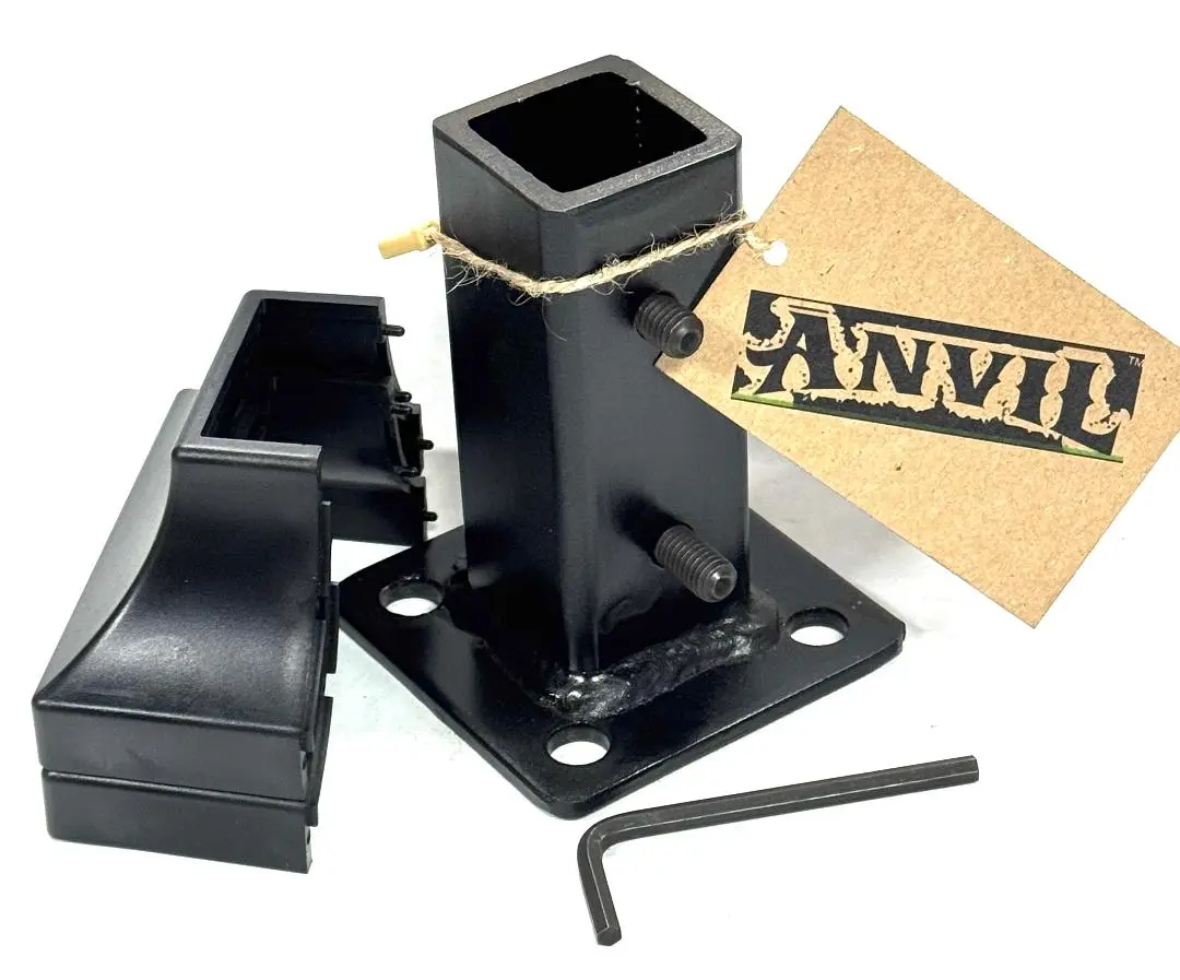 Anvil Rusty Iron Stair Posts 4" Railing Bracket Kit for 1" Loose Rails-NO Welding-Slip-Fit INTO Base -Bolts & Cover