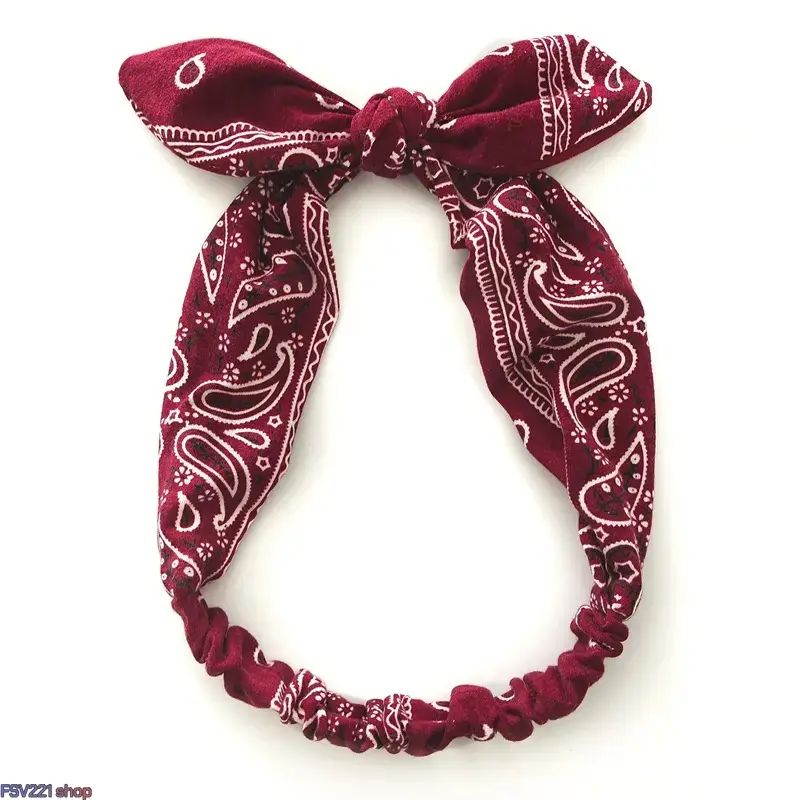 6-Pack Bohemian Paisley Headbands for Women, Wide Retro Style with Elastic Stretch and Flexible Wire Rabbit Ear Knot for Festivals