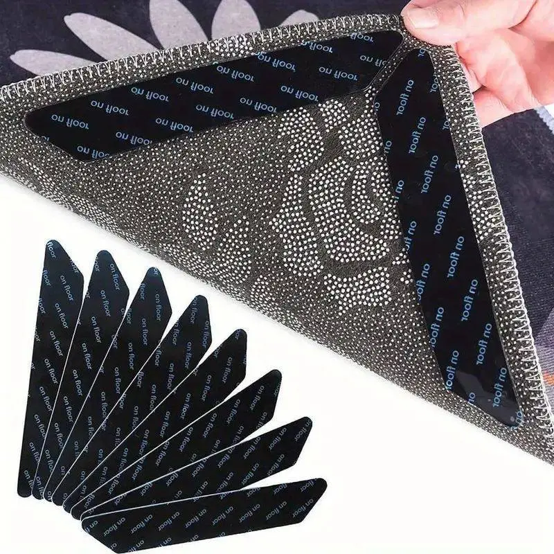 12pcs/Set Indoor Non-Slip Carpet Stickers, Anti-Skid Rug Stickers for Preventing Sliding or Curling, Suitable for Living Room & Bathroom Rugs