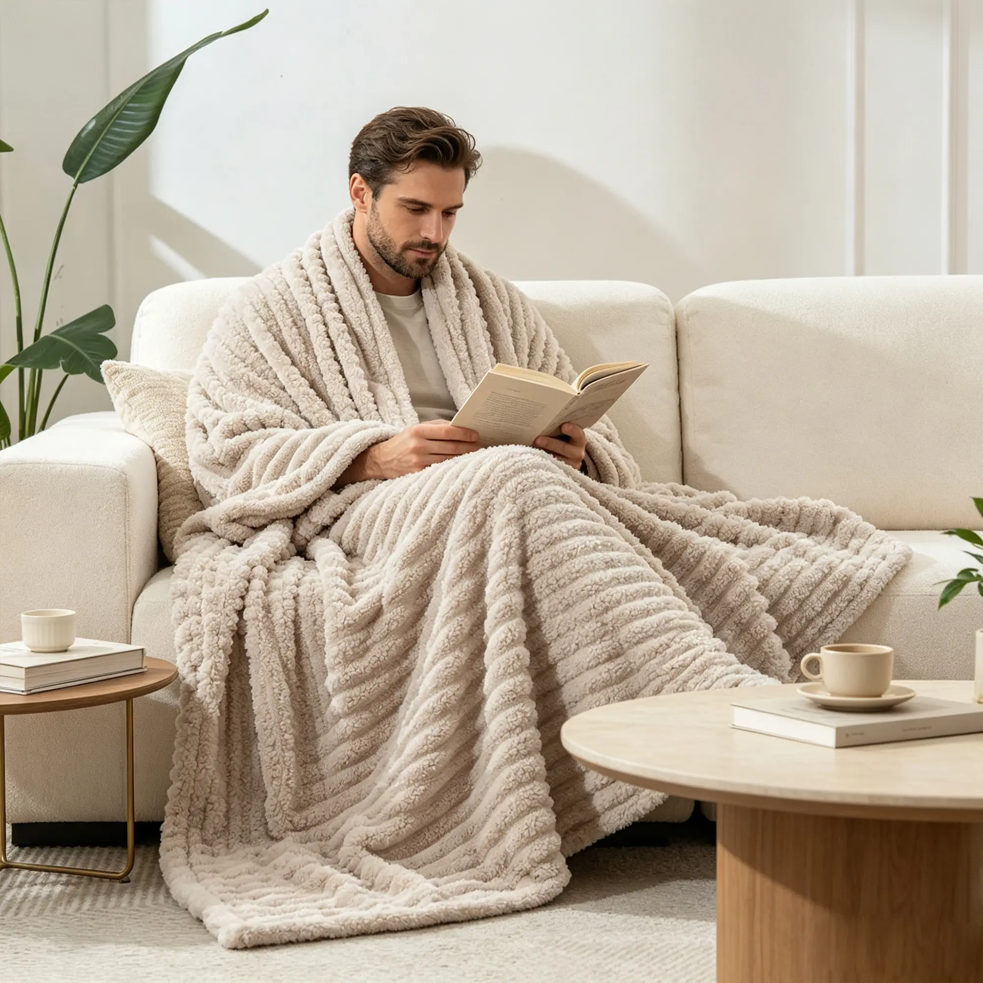 A soft faux rabbit fur blanket that’s perfect for draping over a bed or sofa, and can also be used as a nap blanket, an air-conditioning blanket, an office blanket, or a versatile indoor blanket. It makes an excellent gift for men.