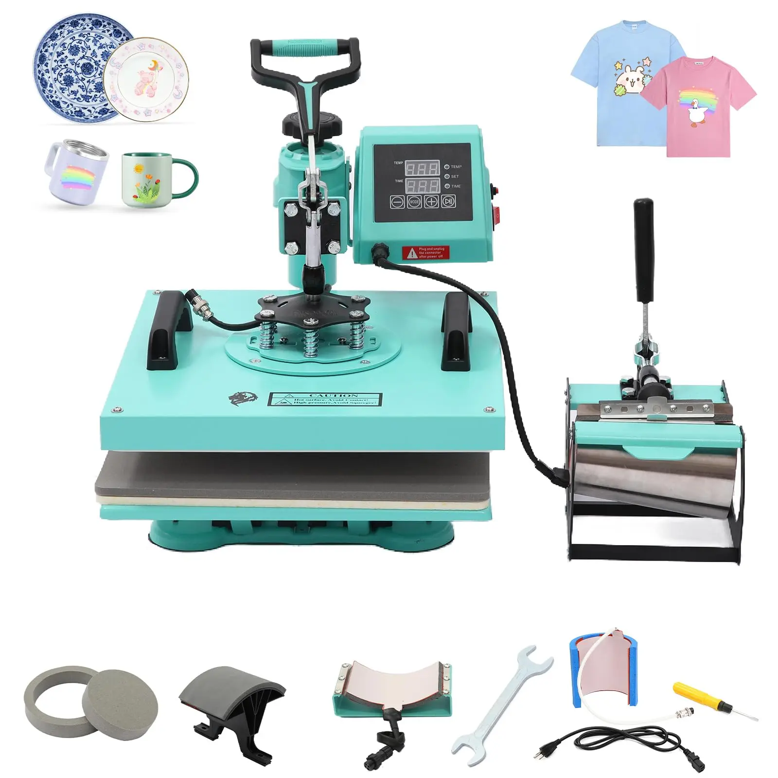 GARVEE Multifunctional 6-in-1 15x15 in Digital Swing Away Heat Press Machine - Sublimation and Heat Transfer Craft Supplies for Custom DIY T-shirts, Caps, Crafts, Diy Products
