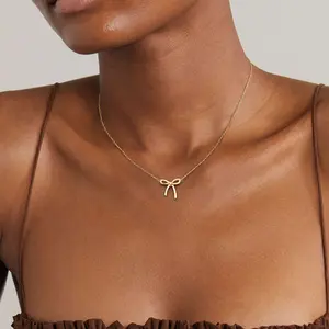 Dearmay Necklace for Women - Bow Necklace  Dainty  Cute Small Tiny Bow Pendant Choker Chain Necklace Trendy Necklaces for Women Gold Jewelry Gift