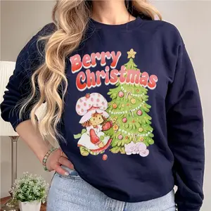 Berry Merry Christmas Hoodie – Strawberry Shortcake Inspired Holiday Sweatshirt, Cute Retro Cartoon Winter Pullover for Her or Him