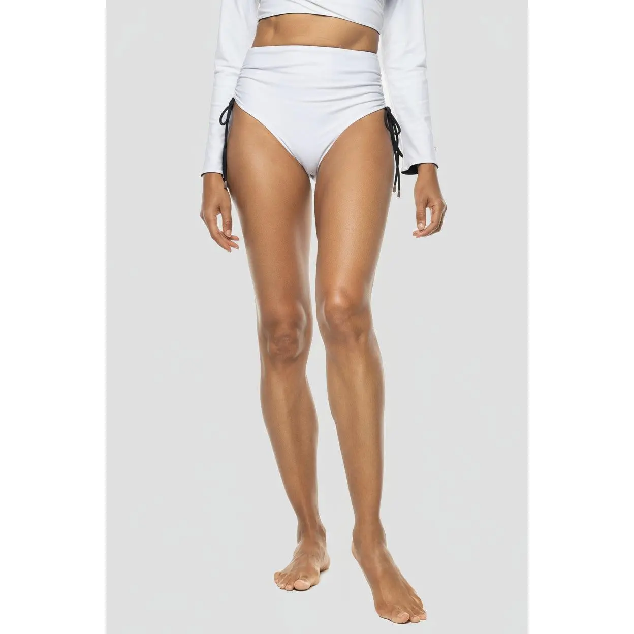 Myrtle | Women's Reversible Ruche Adjustable Swim Bottoms | Black Colorblock