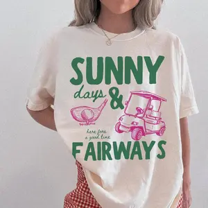 Comfort colors Sunny Days and Fairways T-Shirt, Golf Shirt, Golf Lover Gift, Summer Graphic Tee