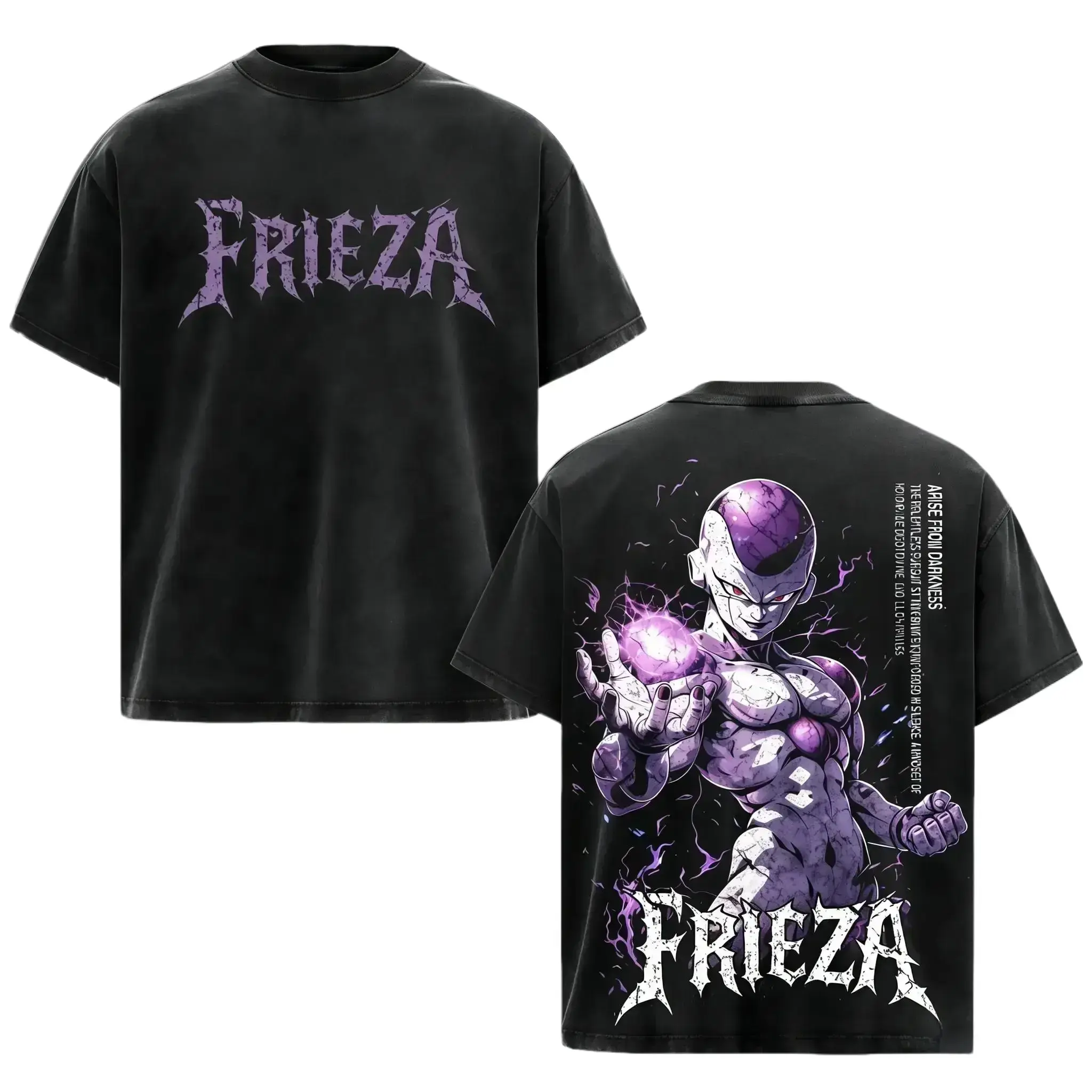 Men's Oversize Seamless Ribbed Round Neck Heavy Cotton Tee - Relaxed, Classic, Soft, Vintage Washed, Double-Sided Anime Frieza Graphic, Short-Sleeve Unisex Streetwear 90s Gym Pump Cover Mens Top