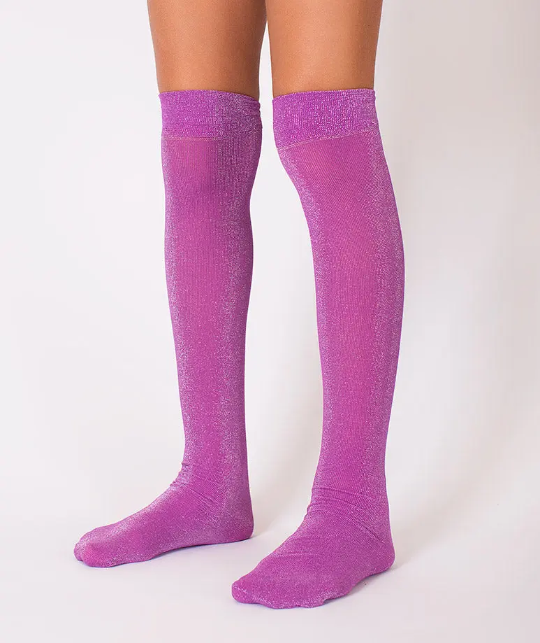 Magenta Glitter Kids Socks