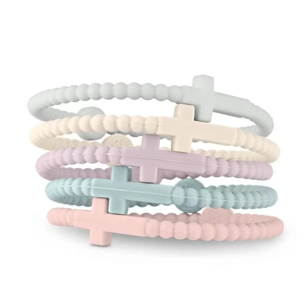 5PCS/Set Fashion Simple Macaron Color Cross Bracelets for Women Men, Jesus Silicone Bracelets, Friendship Jewelry Gifts, Religious Wristbands, Cute Pastel Christian Bracelets, Unisex Faith Accessories, Party Favor Gift Set for Friends Family, Teen Gifts!!