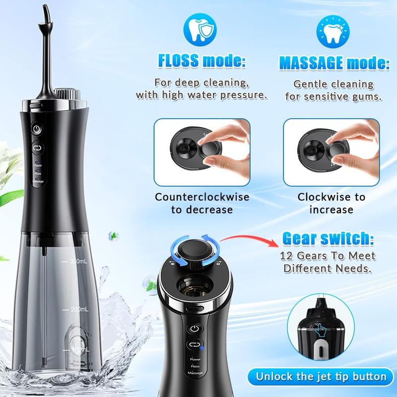 Oral irrigator Visual Water Flosser C2 with 10 MP Camera for Teeth, 2 Modes 12 Gears IPX7 Portable 350ML Water Tank.Very suitable for giving to your relatives, friends and family on Christmas, birthdays, graduation season, and other festivals flossing
