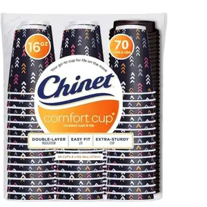 Chinet Comfort Plastic Cup 16 Ounce Insulated Cups & Lids