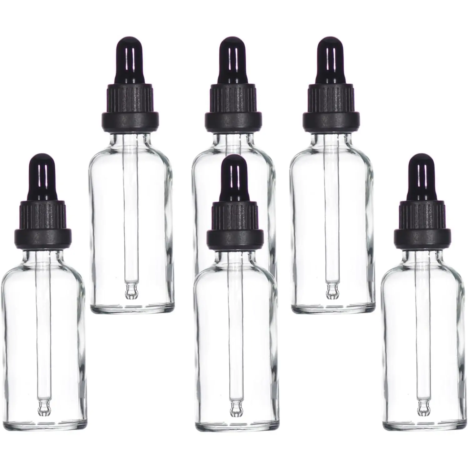 Clear Glass Dropper Bottle 2oz, Tincture Bottles with Glass Dropper, for Essential Oils, , , Laboratory, , Liquids, Travel -6 Pcs