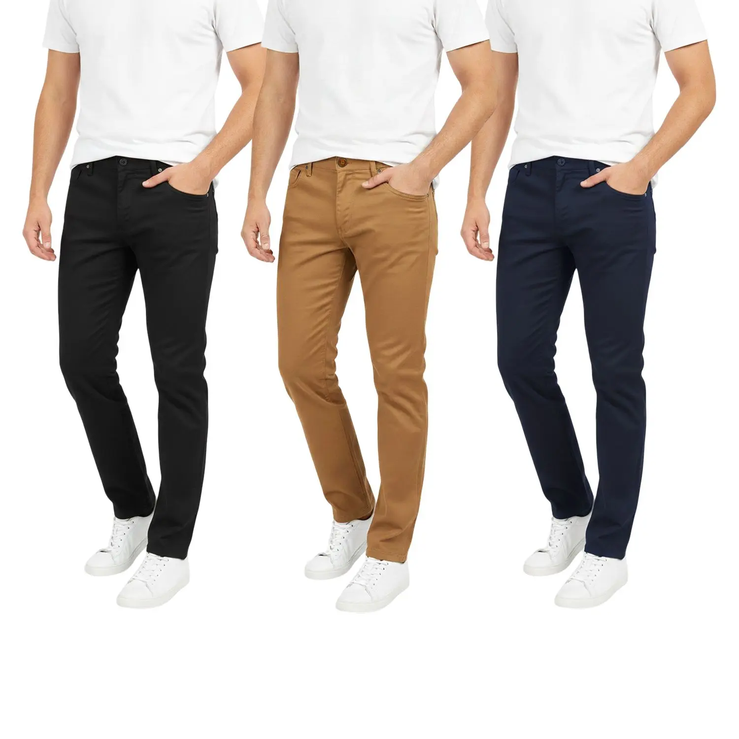 Mens Chinos Slim Fit Stretch Pants Machine Washable Comfortable Fit Versatile for Casual Wear Single Pack Menswear Stylish Trouser Plain Beige