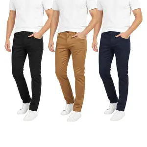 Mens Chinos Slim Fit Stretch Pants Machine Washable Comfortable Fit Versatile for Casual Wear Single Pack Menswear Stylish Trouser Plain Beige