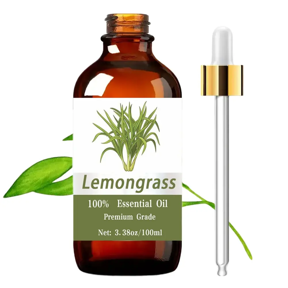 Lemongrass Essential Oil 100ML/3.38oz, Premium Grade, Therapeutic, Hair & Skin Care, Massage, Aromatherapy, Diffuser Humidifier, Natural Scent, Long-Lasting Moisturizing