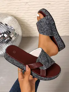 Women's Thick Sole Mid-Heel Sandals, Hollow Out Design, Comfortable Summer Footwear, Perfect for Daily Wear & Casual Occasions, Elegant Open Toe Pu Leather Slides, Comfy Sandals, Fashionable Sandals, Chic Summer Footwear