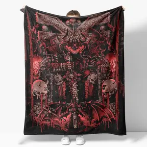 Dark Gods Theme Flannel Throw Blanket Khorne Nurgle Design Soft Cozy Lightweight for Sofa Bed Home Decor