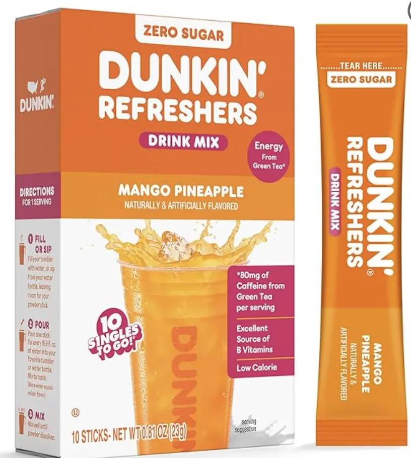 Singles To Go! Dunkin Sugar Free Refreshers, Mango Pineapple, 10 Packets