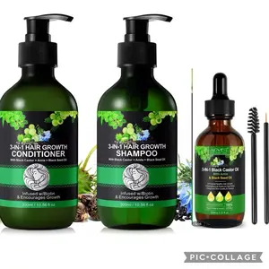 3in1 Hair Growth shampoo & Conditioner and Hair Oil  With Jamaican Black castor, Amla, & Black seed Oil . Infused with Biotin