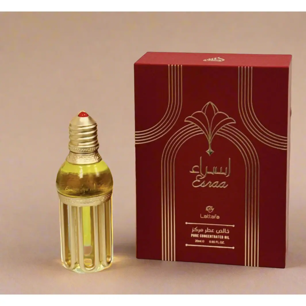 Lattafa Esraa Concentrated Perfume Oil, Alcohol-Free Oil Base with Vanilla & Strawberry Notes, Long-Lasting Aromatic Unisex Fragrance, 20ml