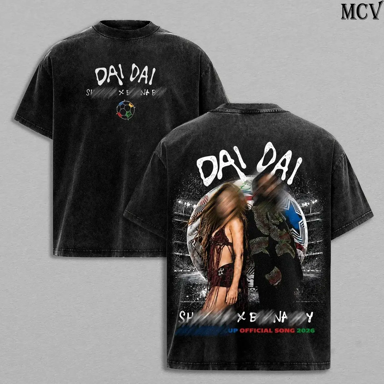 DAI DAI Shakiraa'ssa Tee Washed Menswear Top Heavy Cotton Underwear Double Printed Unisex Oversize Global Football Anthem Latin Rhythm Afrobeats Music Vintage Graphic Streetwear Cotton T-Shirt, Washed Hoodie & Sweatshirt Option SOM