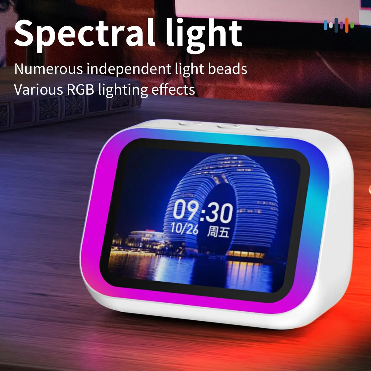 Smart Bluetooth-compatible Compact Portable Speakers Wireless Speaker with Audio, Weather Display, Night Light, Music Story Player, Photo Frame, Perfect Gift, Table Mount, 3.7v Power Consumption, Wireless Bt Speaker