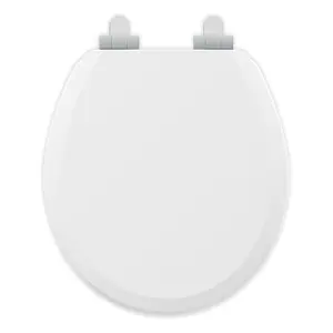 Pro Wood Toilet Seat Round White Magnetic Quick Release Easy Clean HushMotion Slow Close StainShield High Gloss Finish Arch Tite Never Loosens Adjustable Fit Secure Grip