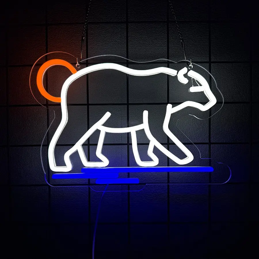 Polar Bear Neon Sign, Cool LED Sign for Wall Decor - USB Powered, Bear LED Light for Bedroom, Bar, Pub, Party, Man Cave Decor, Unique Gift for Teenage Boys