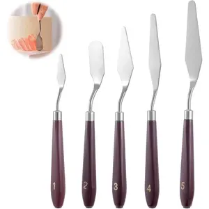 5 Pcs Cake Cream Spatula, Stainless Steel Cake Apatula Palette Knife Offset Spatula Baking Pastry Tool for Cakes Fondant Chocolate