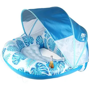 New Upgraded Pool Chair Float with Shade,XL Pool Floats for Adults Heavy Duty,Inflatable Pool Chair Lounge Float with Cup Holder & Backrest for Pool,Lake,Beach,Pink