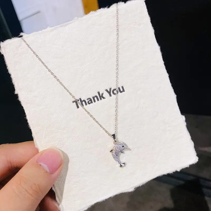 D14 Silver Full Diamond Little Dolphin