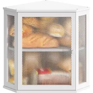 Corner Bread Box Kitchen Countertop  Capacity Farmhouse Bread Box, Corner Countertop Storage, Double Layer Bread Holder (White, )